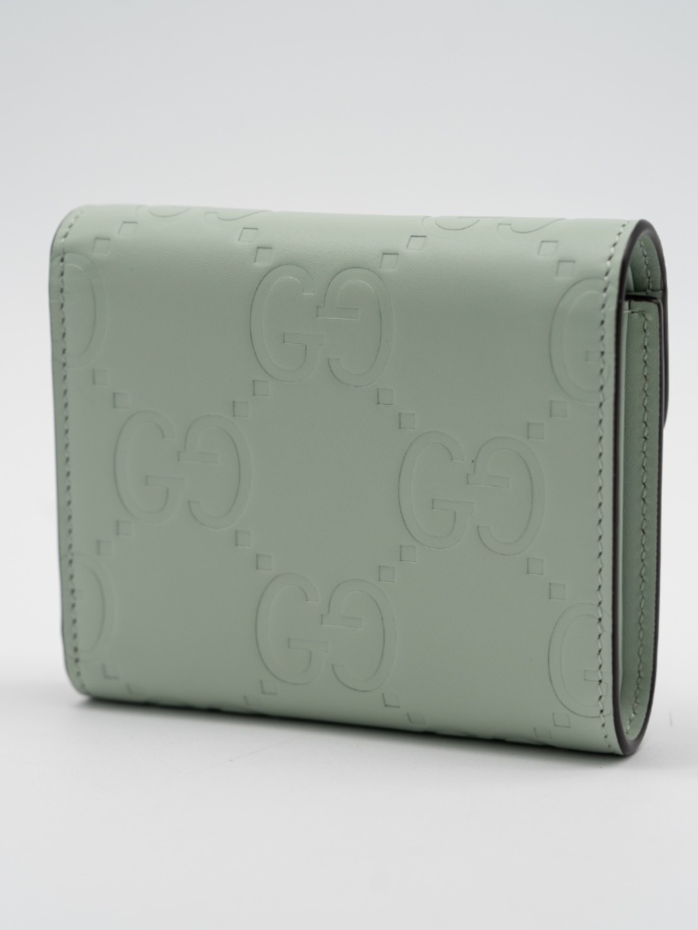 Gucci GG Embossed Leather Wallet Tri-fold Green - Picture 2 of 9